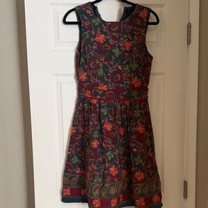 Anthropologie Adelyn Rae Needlepoint Garden Floral Embroidered Dress Sz 4 RARE!